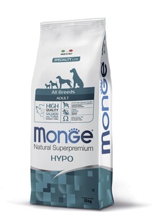 Корм Monge Dog Speciality Hypo для взрослых собак всех пород с лососем и тунцом, 12кг