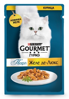 Влажный корм Gourmet Перл Желе Де-Люкс для кошек, с курицей в роскошном желе, 75гр