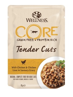 Пауч Wellness CORE Tender Cuts &quot;Нарезка из курицы с печенью в соусе&quot; для кошек, 85гр Cor.E