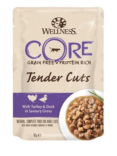 Пауч Wellness CORE Tender Cuts &quot;Нарезка из индейки с уткой в соусе&quot; для кошек, 85гр Cor.E