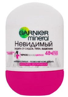 Дезодорант Garnier Mineral &quot;Невидимый Защита от следов, пятен, выцветания&quot; роликовый 48ч, 50мл