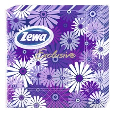 Салфетки Zewa Exclusive, фиолетовые цветы, 3 слоя, 20шт.