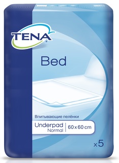 Впитывающие простыни TENA Bed Underpad Normal, 60x60см, 5шт.