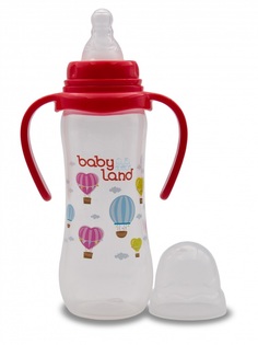 Бутылочка для кормления с ручками Baby Land с узким горлышком и силиконовой соской (цвета в ассорт.), 240мл Apollo