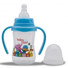 Бутылочка для кормления с ручками Baby Land с узким горлышком и силиконовой соской (цвета в ассорт.), 150мл Apollo