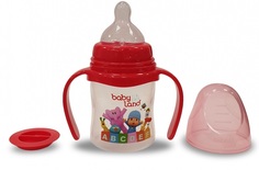 Бутылочка для кормления с ручками Baby Land с широким горлышком и силиконовой соской (цвета в ассорт.), 150мл Apollo