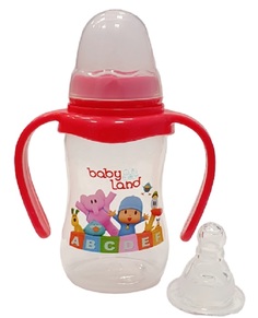 Бутылочка для кормления с ручками Baby Land с узким горлышком и силиконовой соской (цвета в ассорт.), 150мл Apollo