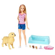 Игровой набор Barbie «Кукла и собака с новорожденными щенками»