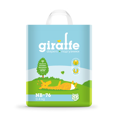 Подгузники Lovular Giraffe NB (0-4кг), 76шт.