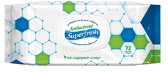 Влажные салфетки SuperFresh, антибактериальные с клапаном, 72шт. Smile