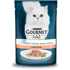 Влажный корм Gourmet Perle Мини-филе для кошек, с лососем, 85гр