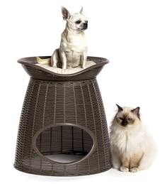 Домик для кошек BAMA PET PASHA с подушечками, 52х60х46/55h см, светло-коричневый