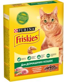 Сухой корм Friskies для взрослых кошек, с курицей и полезными овощами, 300гр
