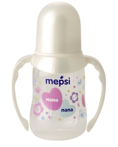Бутылочка для кормления Mepsi с силиконовой соской и ручками, 125мл