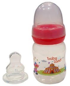Бутылочка для кормления Baby Land ортодонтическая с узким горлышком и силиконовой соской (цвета в ассорт.), 80мл Apollo