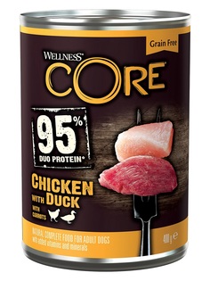 Консервы Wellness CORE 95 &quot;Курица с уткой и морковью&quot; для взрослых собак, 400гр Cor.E