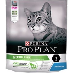 Сухой корм ProPlan для стерилизованных кошек и кастрированных котов, кролик, 400гр