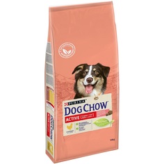 Сухой корм Dog Chow для взрослых активных собак, с курицей, 14кг
