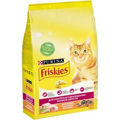Сухой корм Friskies для контроля образования комков шерсти с курицей с добавлением овощей, 1,5кг
