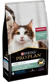 Сухой корм Purina Pro Plan Live Сlear для стерилизованных взрослых кошек от 7 лет, с индейкой, 1,4кг