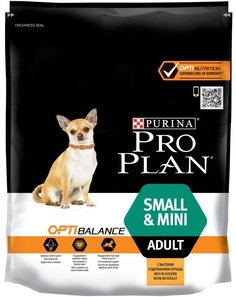 Сухой корм Purina Pro Plan для взрослых собак мелких и карликовых пород, курица с рисом, 700гр