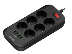 Удлинитель Ldnio SE6403 4xUSB / 6 Sockets 2m Black-Gray LD_B4436