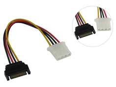 Аксессуар Кабель переходник Akasa 15pin SATA PSU Power to 4pin PSU Molex Connector 15cm AK-CBPW03-15