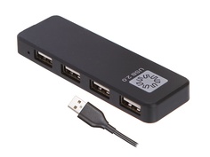 Хаб USB 5bites 4xUSB 2.0 - USB Plug HB24-209BK