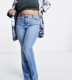 Расклешенные выбеленные джинсы с моделирующим эффектом и завышенной талией ASOS DESIGN Curve-Голубой