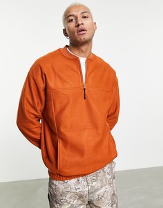 Oversized-свитшот с воротом на молнии ASOS DESIGN-Коричневый цвет