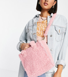 Розовая плюшевая сумка-тоут через плечо Glamorous Exclusive-Розовый цвет