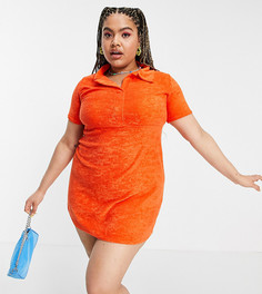 Рубиново-оранжевое платье-поло мини из махровой ткани ASOS DESIGN Curve-Оранжевый цвет