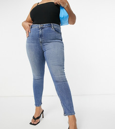 Зауженные выбеленные джинсы с моделирующим эффектом и завышенной талией ASOS DESIGN Curve-Голубой