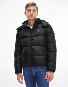 Черный базовый пуховик с логотипом Calvin Klein Jeans-Черный цвет
