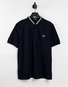 Футболка-поло из пике черного цвета с воротником в стиле бомбера Fred Perry-Черный цвет