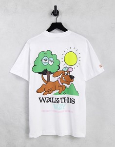 Белая футболка с графическим принтом "Walk This Way" Crooked Tongues-Белый
