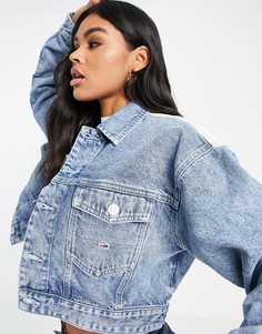 Голубая джинсовая куртка с логотипом в виде флага Tommy Jeans-Голубой