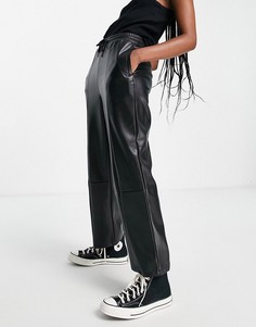 Черные брюки галифе из искусственной кожи ASOS DESIGN-Черный цвет