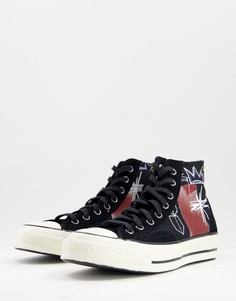 Черные высокие кроссовки Converse x Jean-Michel Basquiat Chuck 70-Черный цвет