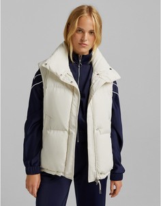Дутый жилет цвета хаки Bershka-Зеленый цвет