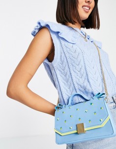 Синяя сумка через плечо с вышивкой лимонов и желтой отделкой Skinnydip-Голубой