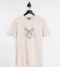 Эксклюзивная футболка цвета экрю с принтом бабочки Reclaimed Vintage Inspired-Белый