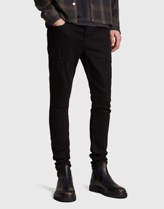 Черные зауженные джинсы с потертостями AllSaints Cigerette-Черный цвет