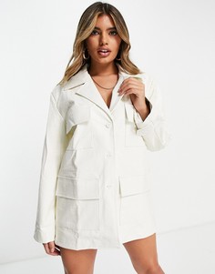 Белое платье-блейзер с имитацией крокодиловой кожи Lioness-Белый