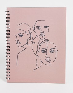 Блокнот формата A4 с принтом девушек Typo-Розовый цвет