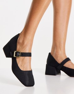 Черные туфли Мэри Джейн на блочном каблуке ASOS DESIGN Sadie-Черный цвет