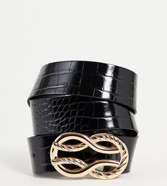 Эксклюзивный ремень из переработанного черного полиуретана с закрученной металлической пряжкой с замыкающимся дизайном Glamorous-Черный цвет