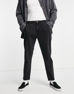 Черные выбеленные джинсы прямого кроя со складками ASOS DESIGN-Черный цвет