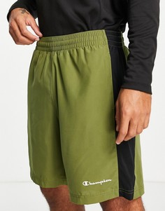 Спортивные шорты цвета хаки с логотипом Champion-Зеленый цвет