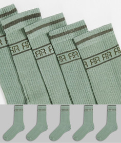 Набор из 5 пар носков зеленого цвета с полоской River Island-Зеленый цвет